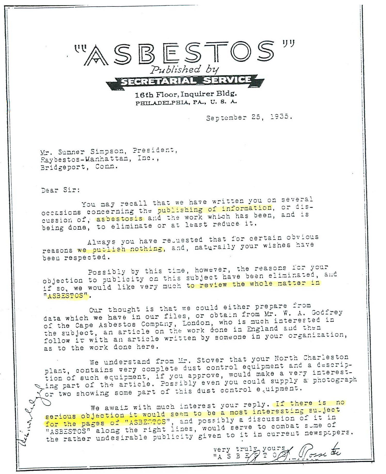 Manufacturer Asbestos Cover-Up